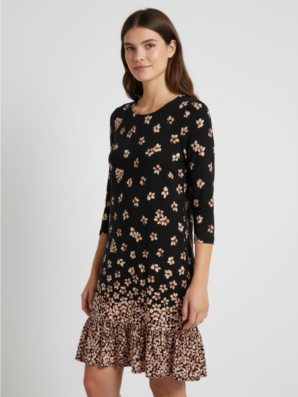 New Tommy Hilfiger Black Floral Drop-Waist Ruffle-Hem Dress size 6P